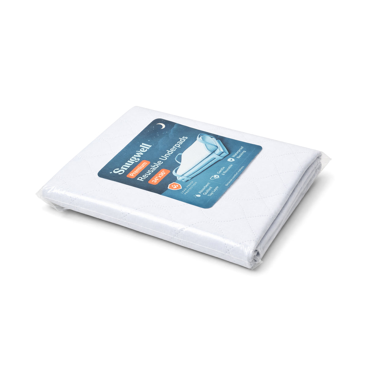 Snugwell Reusable Positioning Bed Pads with Handles – Washable Underpads, 34" × 36"