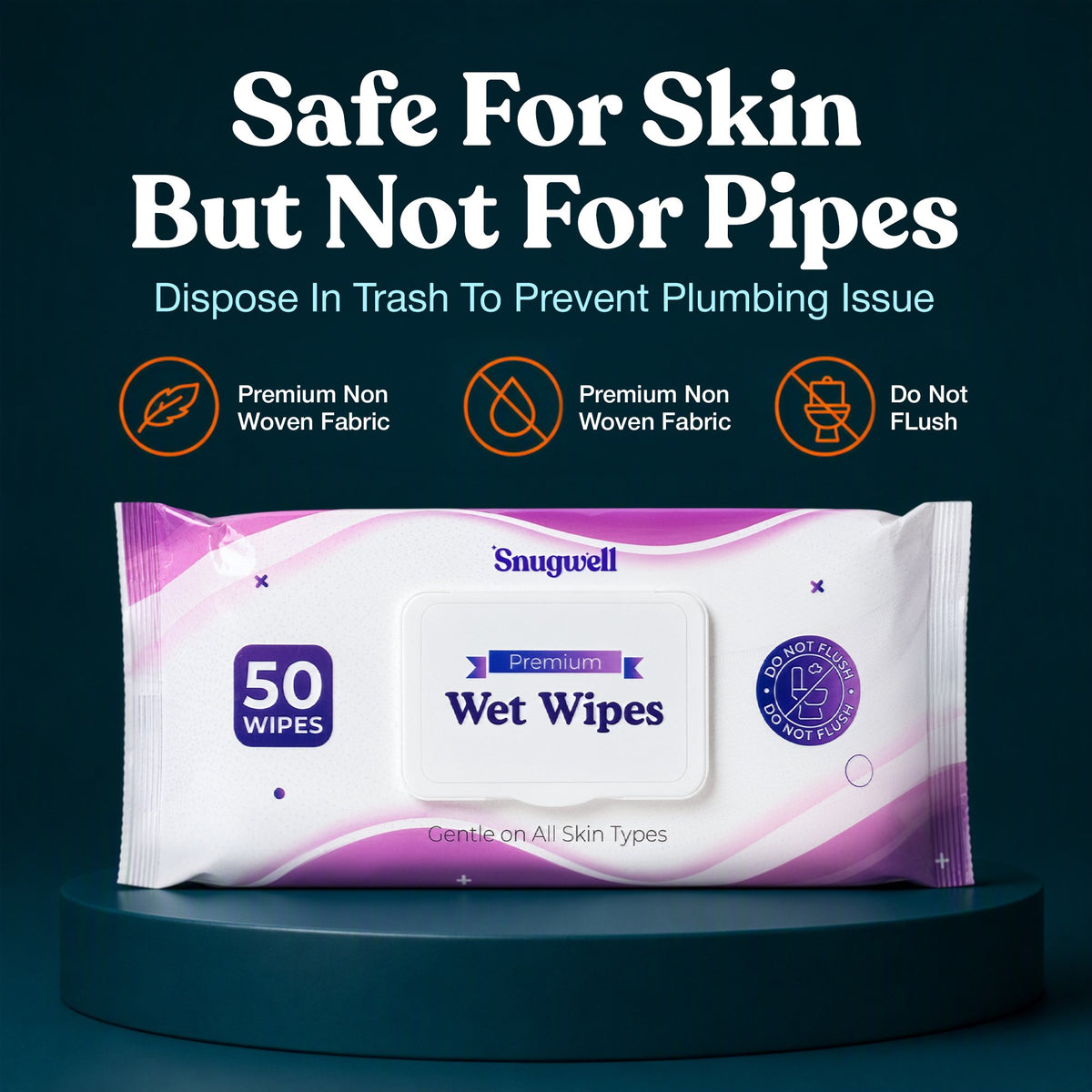 Snugwell Adult Disposable Wet Wipes with Snap Lid