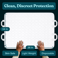 Snugwell Reusable Positioning Bed Pads with Handles – Washable Underpads, 34" × 36"