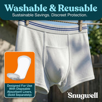 Snugwell Men’s Incontinence Washable Underwear – Mesh Pocket Briefs