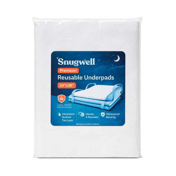 Snugwell Reusable Positioning Bed Pads with Handles – Washable Underpads, 34" × 36"