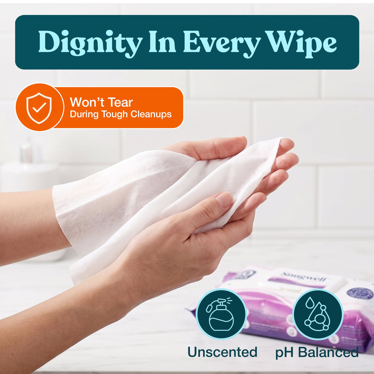 Snugwell Adult Disposable Wet Wipes with Snap Lid