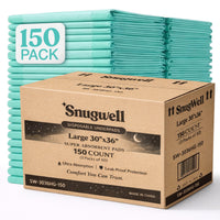 Snugwell 30" x 36" Disposable Underpads – 150 Count, Heavy Absorbency Bed Pads