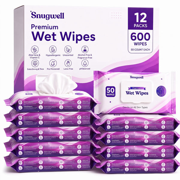 Snugwell Adult Disposable Wet Wipes with Snap Lid