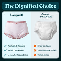 Snugwell Women's Incontinence Washable Underwear – Mesh Pocket Panty