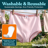 Snugwell Women's Incontinence Washable Underwear – Mesh Pocket Panty